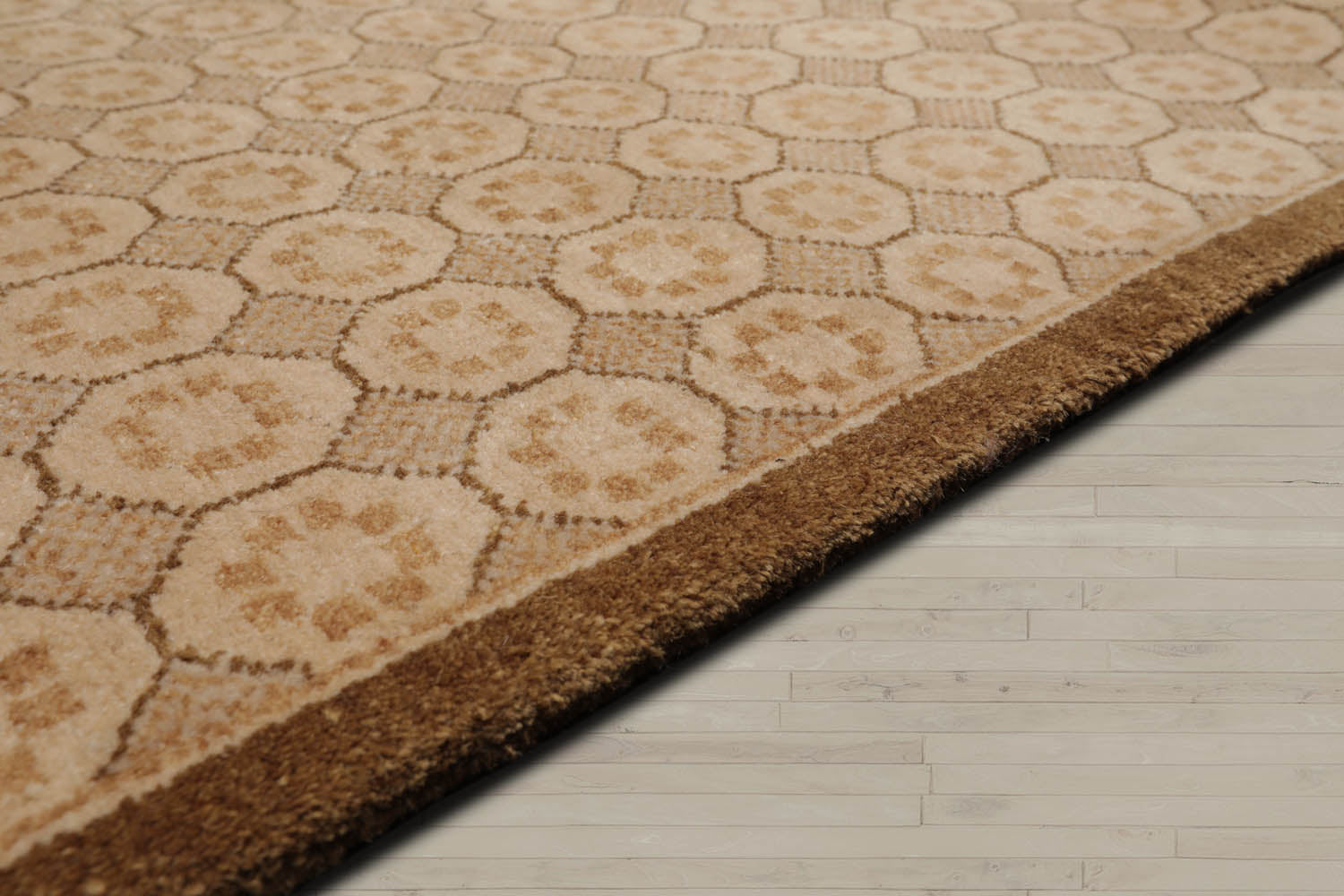 6x9 Beige, Tan, Green Color Hand Knotted  100% Wool Contemporary Oriental Rug