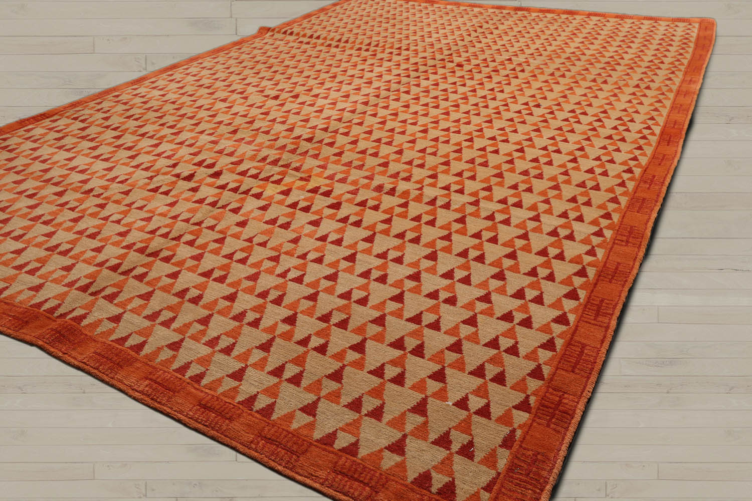 6x9 Beige, Orange, Coral Color Hand Knotted  100% Wool Contemporary Oriental Rug