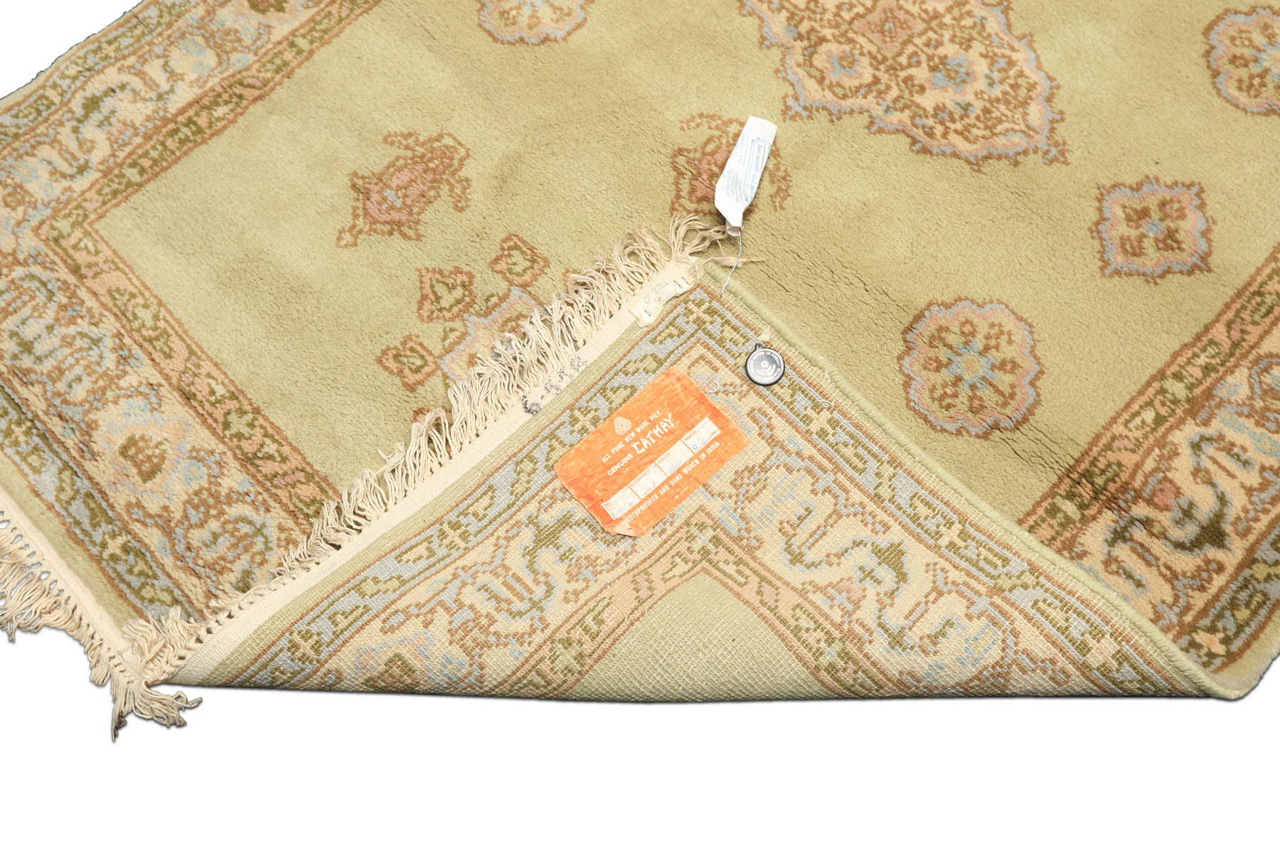 4x6 Sage, Beige, Rose Color Hand Knotted French Aubusson Wool Traditional Oriental Rug