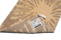 Knotted Rug Tone on Tone Beige Hand Knotted 2'x3' Tibetan Modern Contemporary Wool and Silk Oriental Area Rug