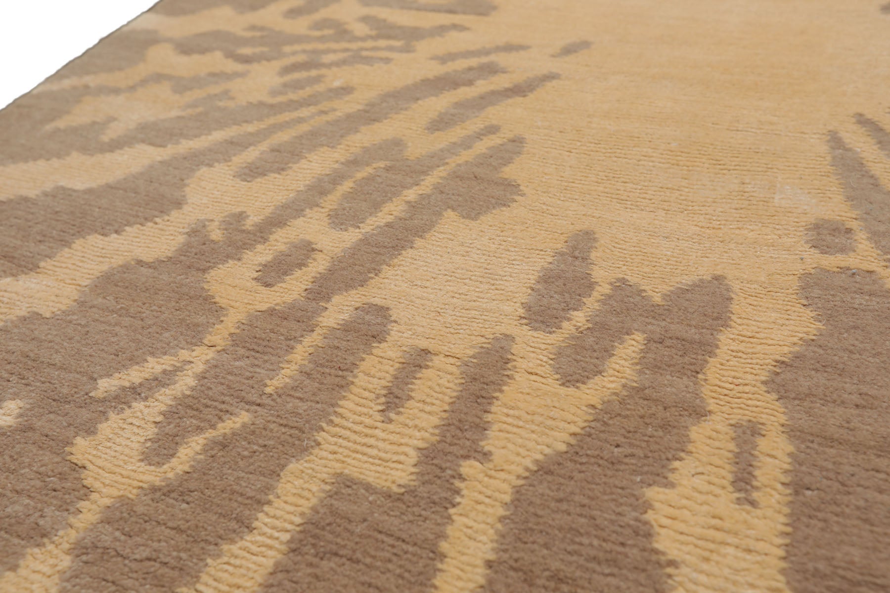 Knotted Rug Tone on Tone Beige Hand Knotted 2'x3' Tibetan Modern Contemporary Wool and Silk Oriental Area Rug