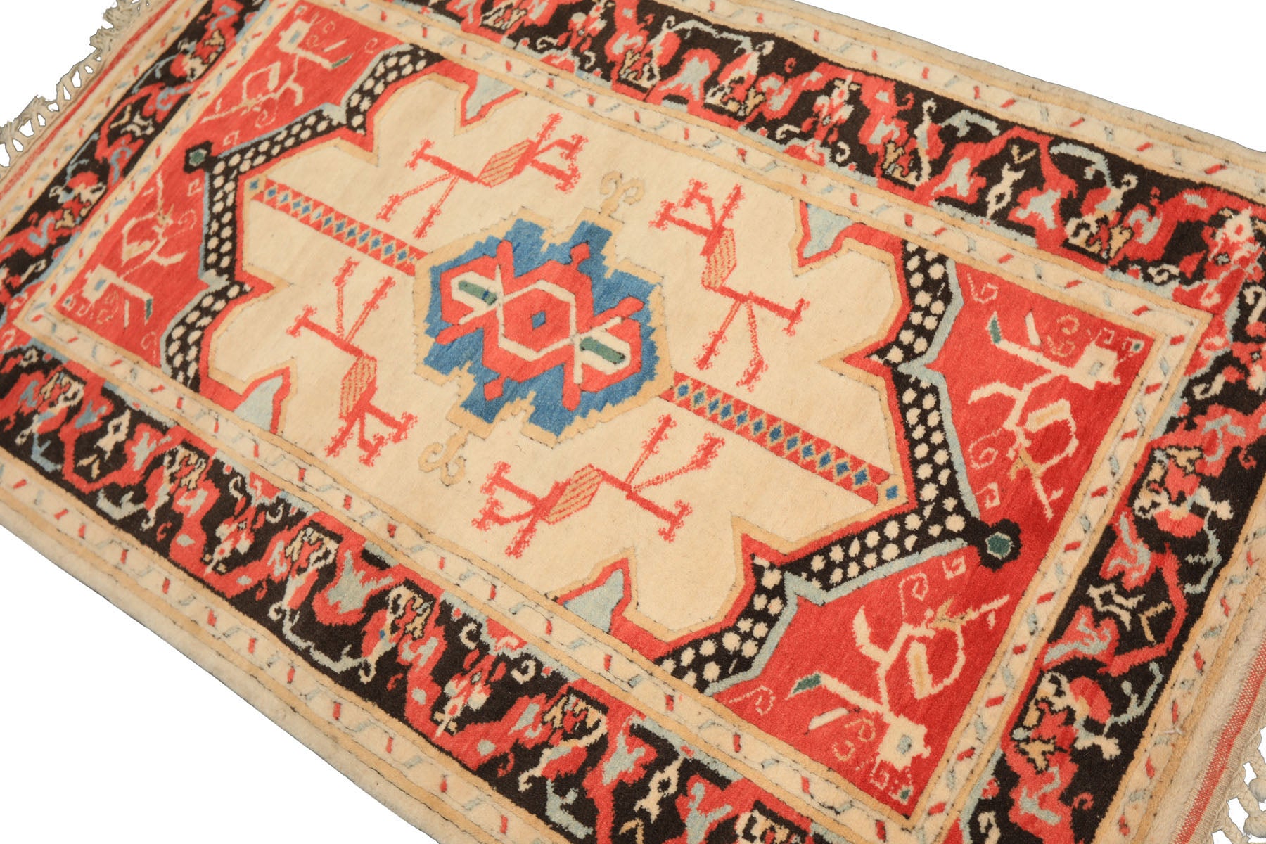 3x5 Light Peach, Coral, Aqua Color Hand Knotted Turkish Kula Wool Traditional Oriental Rug