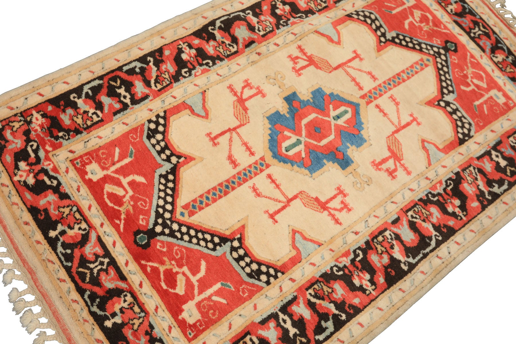 3x5 Light Peach, Coral, Aqua Color Hand Knotted Turkish Kula Wool Traditional Oriental Rug