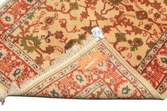 4x6 Ivory, Teracotta, Green Color Hand Knotted Indo Kashan Wool Traditional Oriental Rug