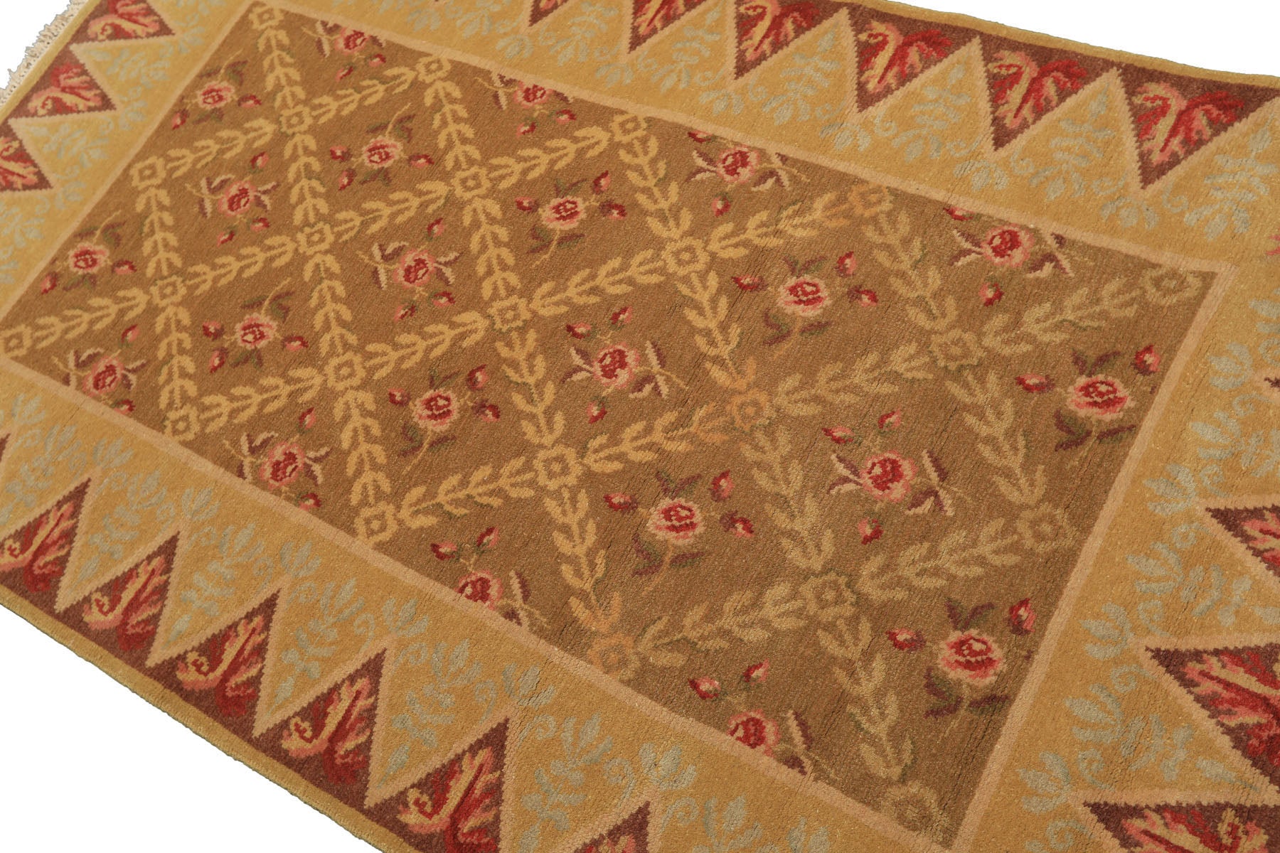 4x6 Brown, Gold, Green Color Hand Knotted Caucasian Wool Traditional Oriental Rug