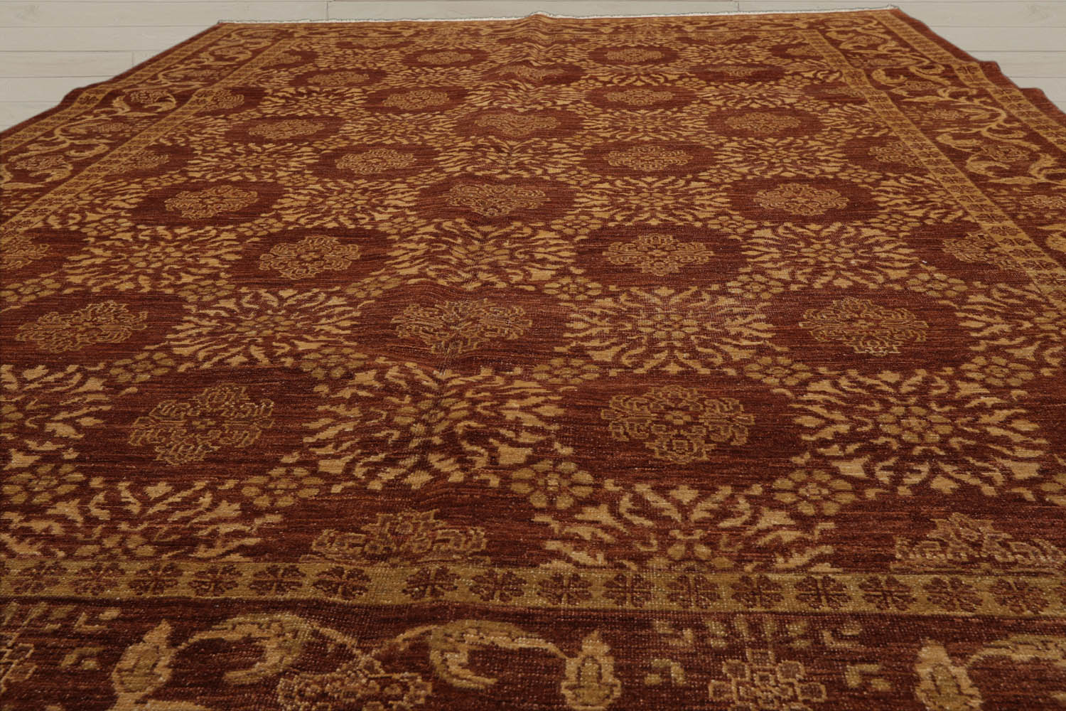 6x9 Brown, Tan, Gold Color Hand Knotted  100% Wool Traditional Oriental Rug