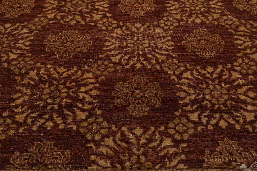 6x9 Brown, Tan, Gold Color Hand Knotted  100% Wool Traditional Oriental Rug