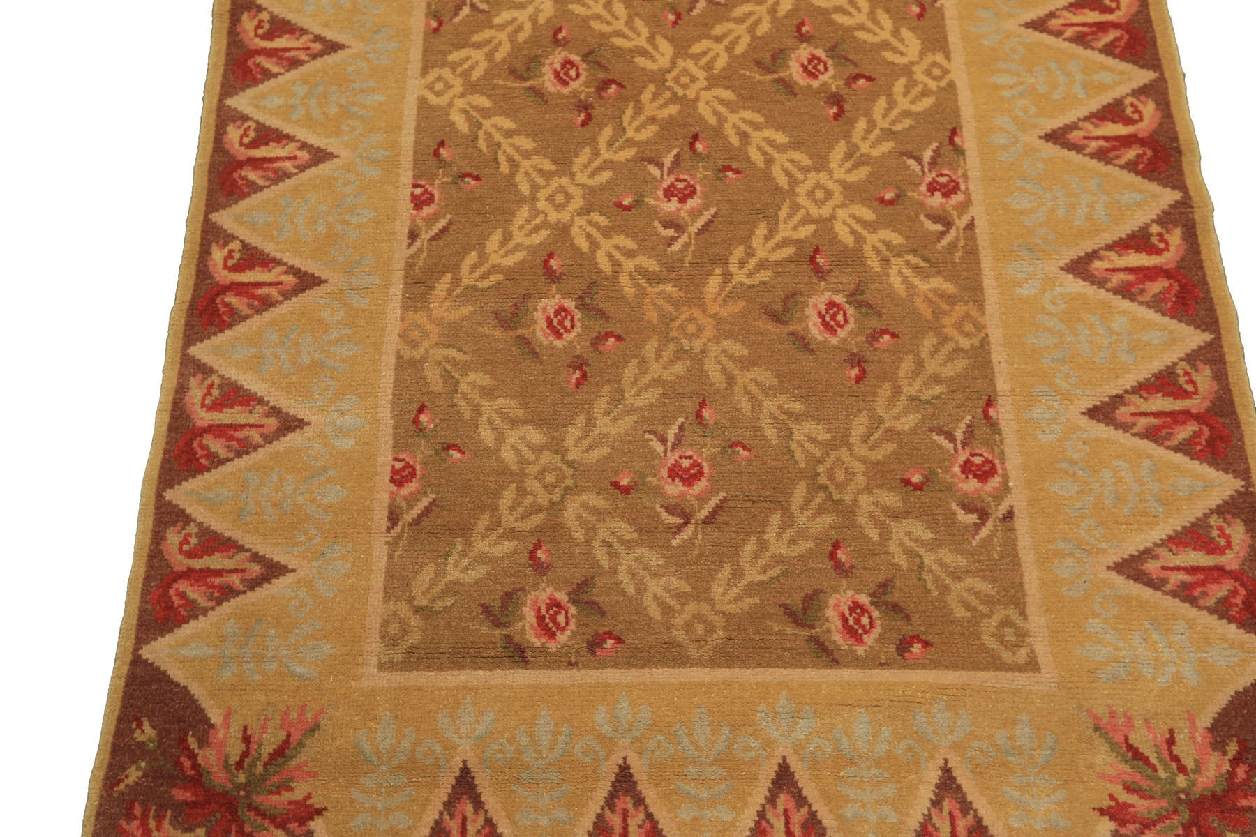 4x6 Brown, Gold, Green Color Hand Knotted Caucasian Wool Traditional Oriental Rug