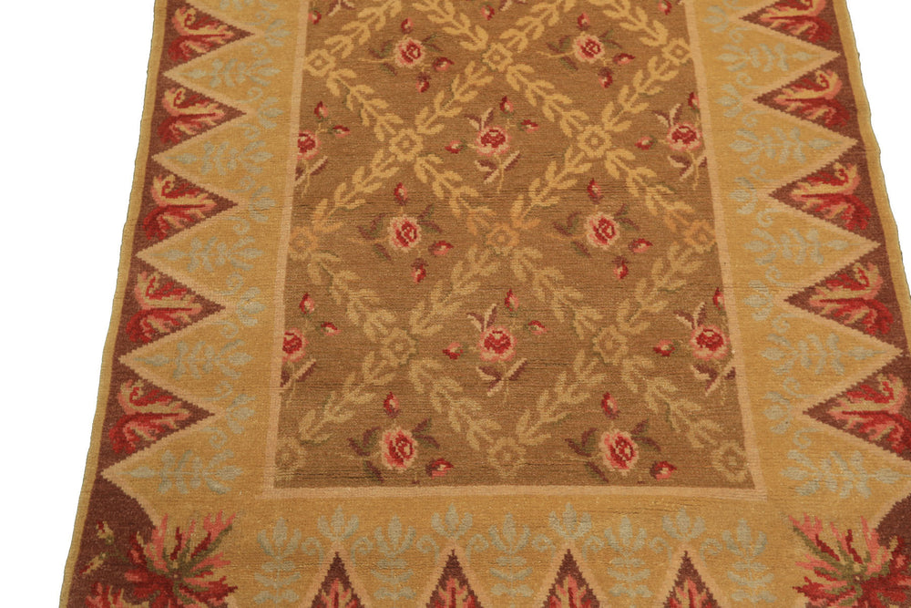 4x6 Brown, Gold, Green Color Hand Knotted Caucasian Wool Traditional Oriental Rug