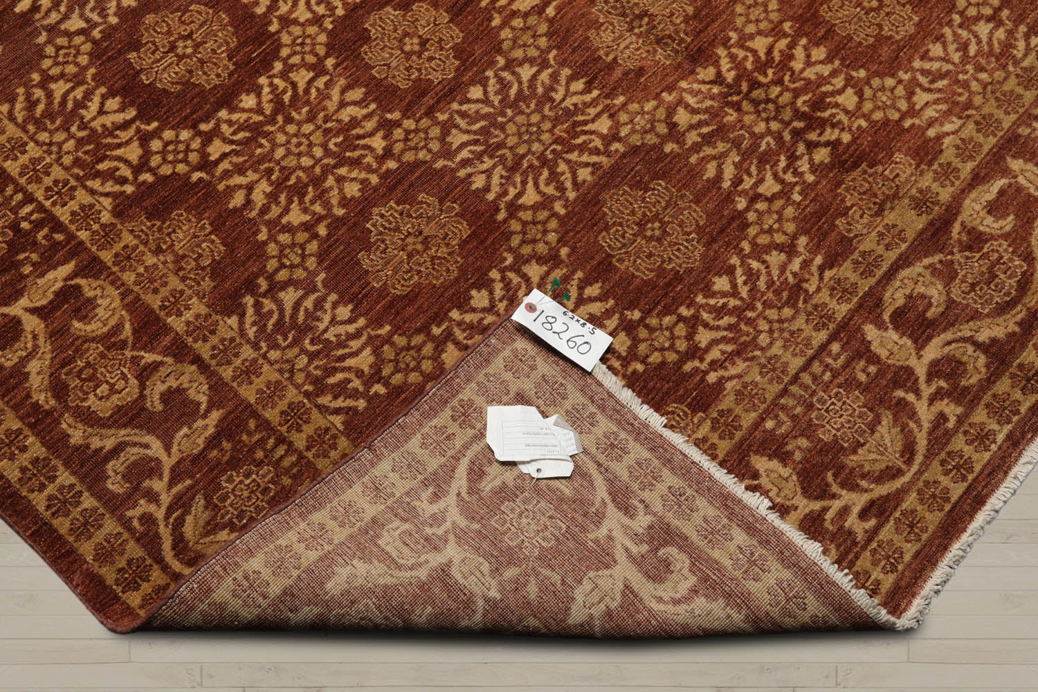 6x9 Brown, Tan, Gold Color Hand Knotted  100% Wool Traditional Oriental Rug