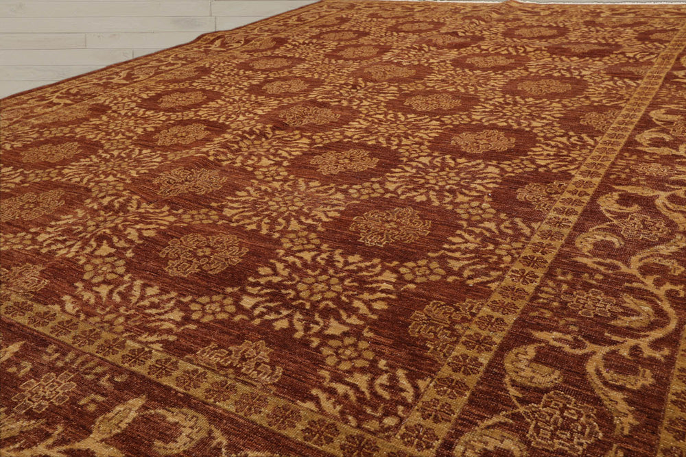 6x9 Brown, Tan, Gold Color Hand Knotted  100% Wool Traditional Oriental Rug