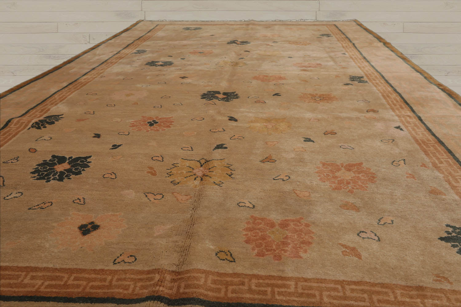 6x9 Beige, Peach, Teal Color Hand Knotted  100% Wool Traditional Oriental Rug