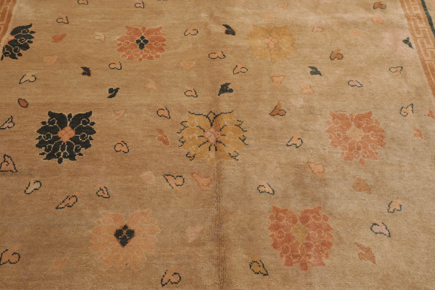 6x9 Beige, Peach, Teal Color Hand Knotted  100% Wool Traditional Oriental Rug