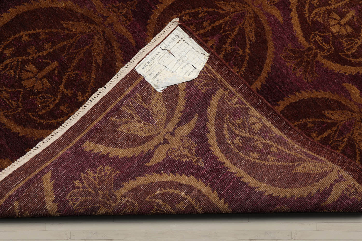 5x8 Aubergine, Brown, Gold Color Hand Knotted  100% Wool Transitional Oriental Rug