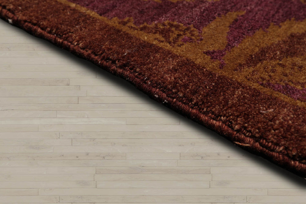 5x8 Aubergine, Brown, Gold Color Hand Knotted  100% Wool Transitional Oriental Rug