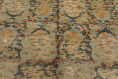 6x9 Aqua, Teal, Gold Color Hand Knotted Tibetan 100% Wool Contemporary Oriental Rug