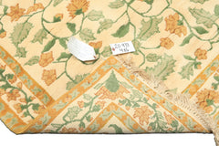 4x6 Ivory, Gold, Green Color Hand Knotted French Aubusson Savonnerie Wool Traditional Oriental Rug