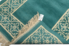 4x6 Turquoise, Ivory, Color Hand Knotted Indo Tibetan Wool Transitional Oriental Rug