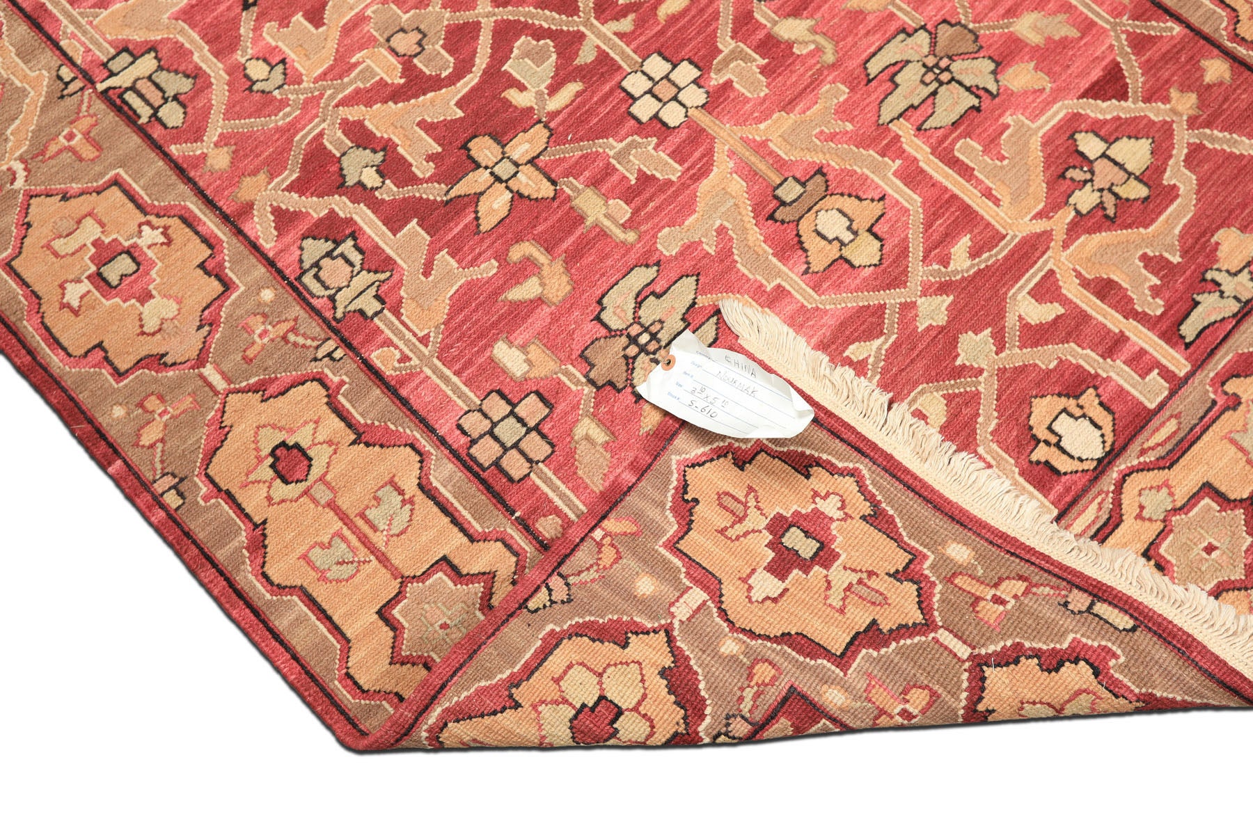 4x6 Rose, Tan, Ivory Color Hand Knotted Soumak Wool Transitional Oriental Rug