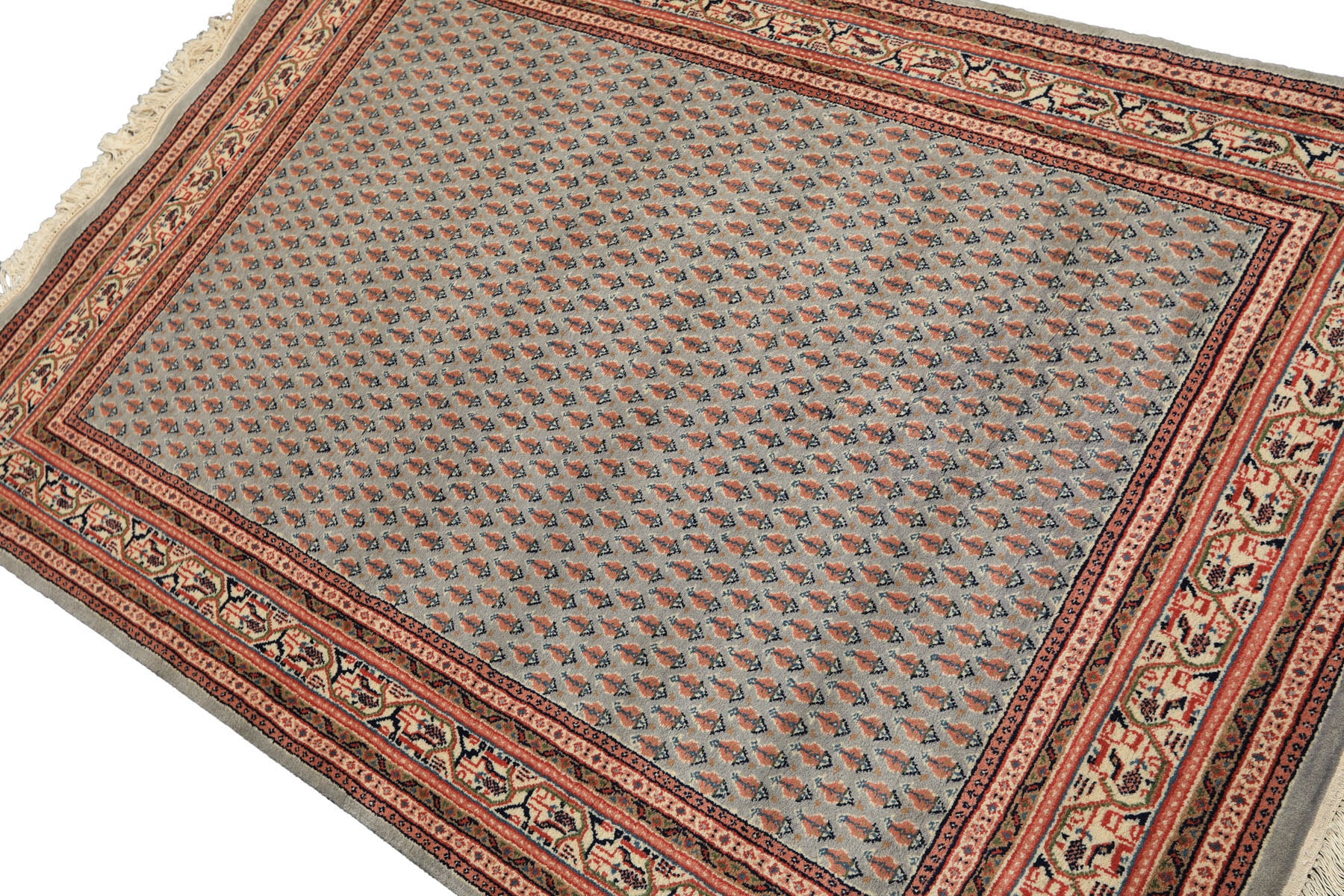 4x6 Slate, Ivory, Rose Color Hand Knotted  Wool Traditional Oriental Rug