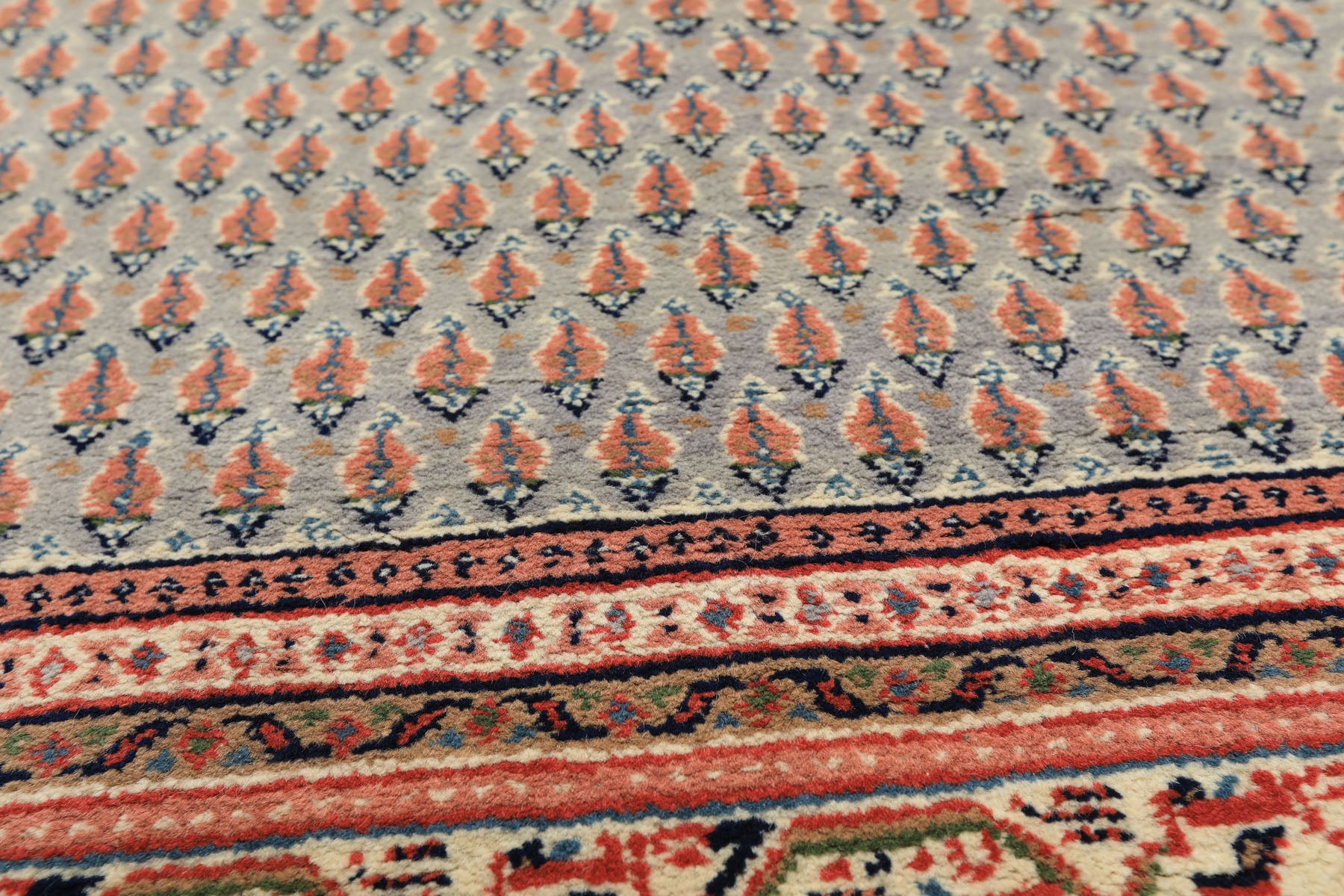 4x6 Slate, Ivory, Rose Color Hand Knotted  Wool Traditional Oriental Rug