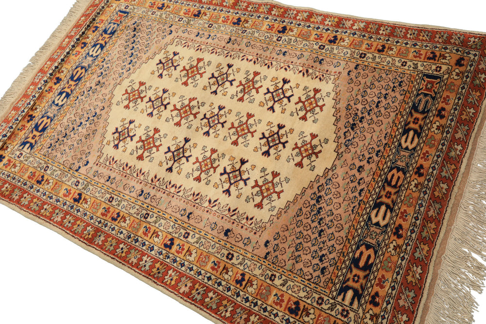 4x6 Beige, Burnt Orange, Gold Color Hand Knotted Turkish Kula Wool Traditional Oriental Rug