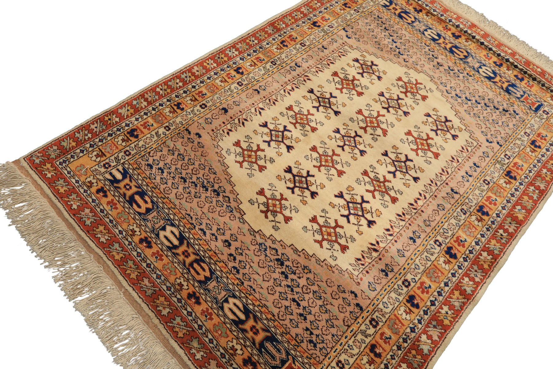 4x6 Beige, Burnt Orange, Gold Color Hand Knotted Turkish Kula Wool Traditional Oriental Rug