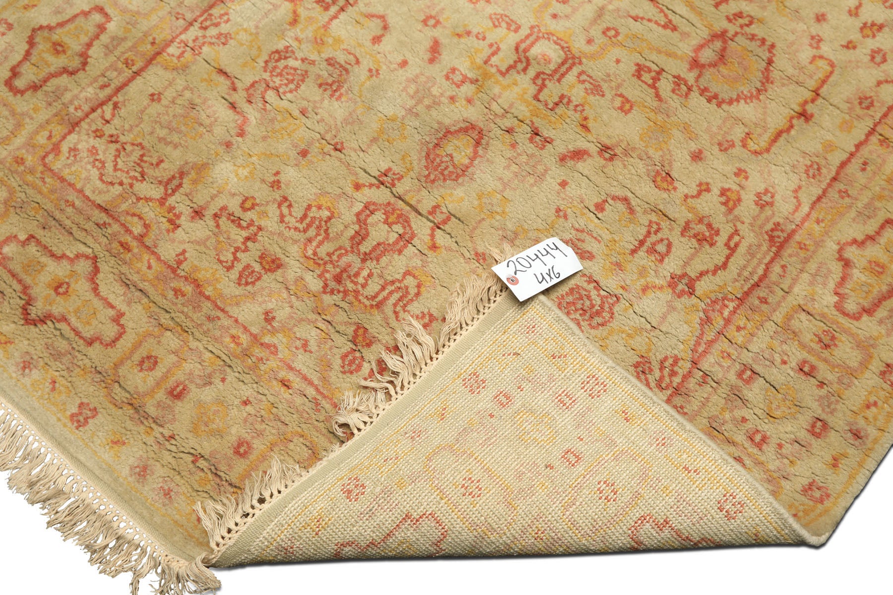 4x6 Mint, Gold, Rose Color Hand Knotted Indo Oushak Wool Traditional Oriental Rug