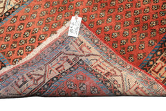 Runner Rust, Ivory, Blue Color Hand Knotted Gul Wool Traditional Oriental Rug