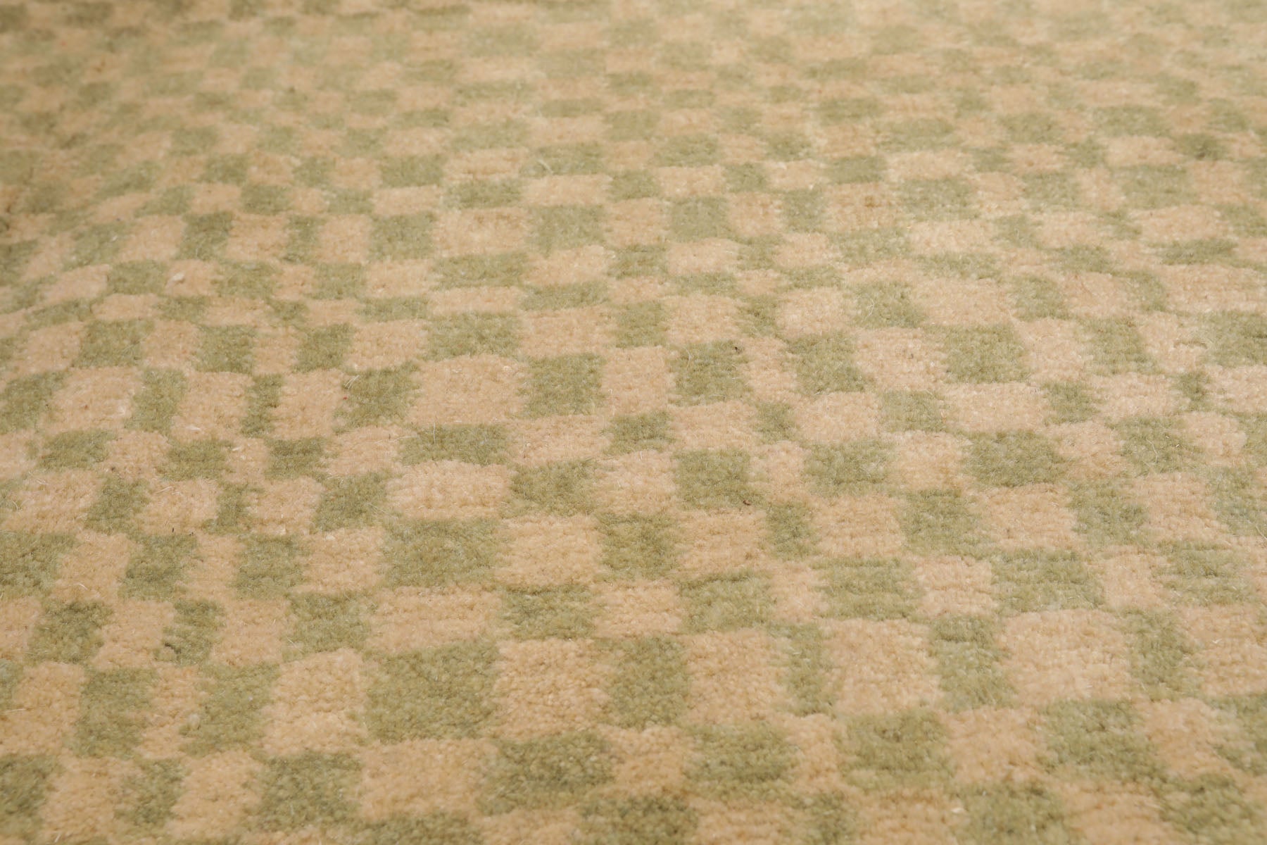 Knotted Rug Beige Sage Hand Knotted 4'x6' Michaelian and Kohlberg Modern Contemporary Tibetan 100% Wool Oriental Area Rug