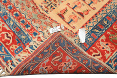 6x7 Ivory, Orange, Aqua Color Hand Knotted Turkish Kula Wool Traditional Oriental Rug