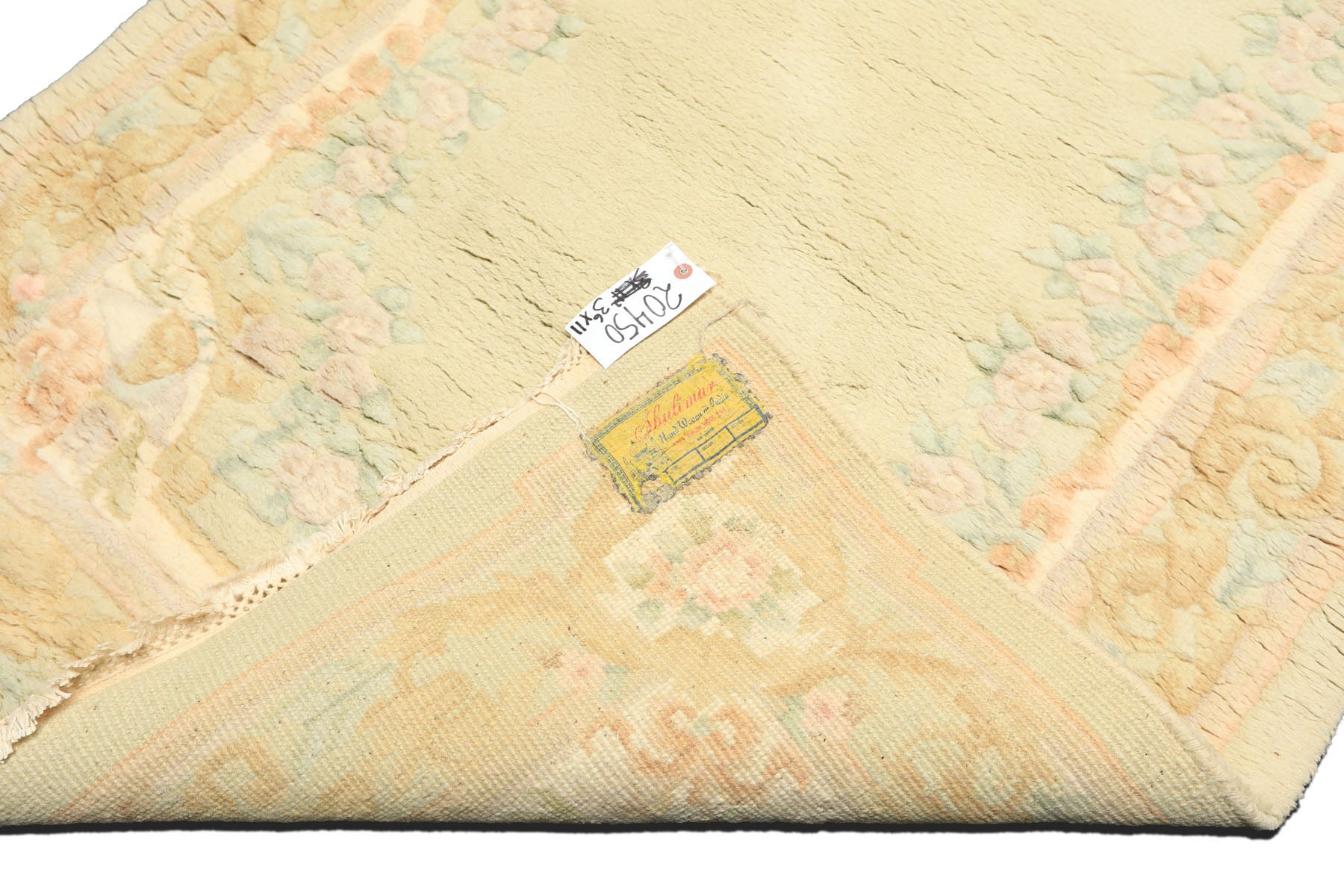 Runner Faded Mint, Aqua, Blush Color Hand Knotted French Aubusson Savonnerie Wool Traditional Oriental Rug