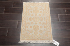 2x3 Gray, Tan, Color Hand Knotted Soumak 100% Wool Transitional Oriental Rug