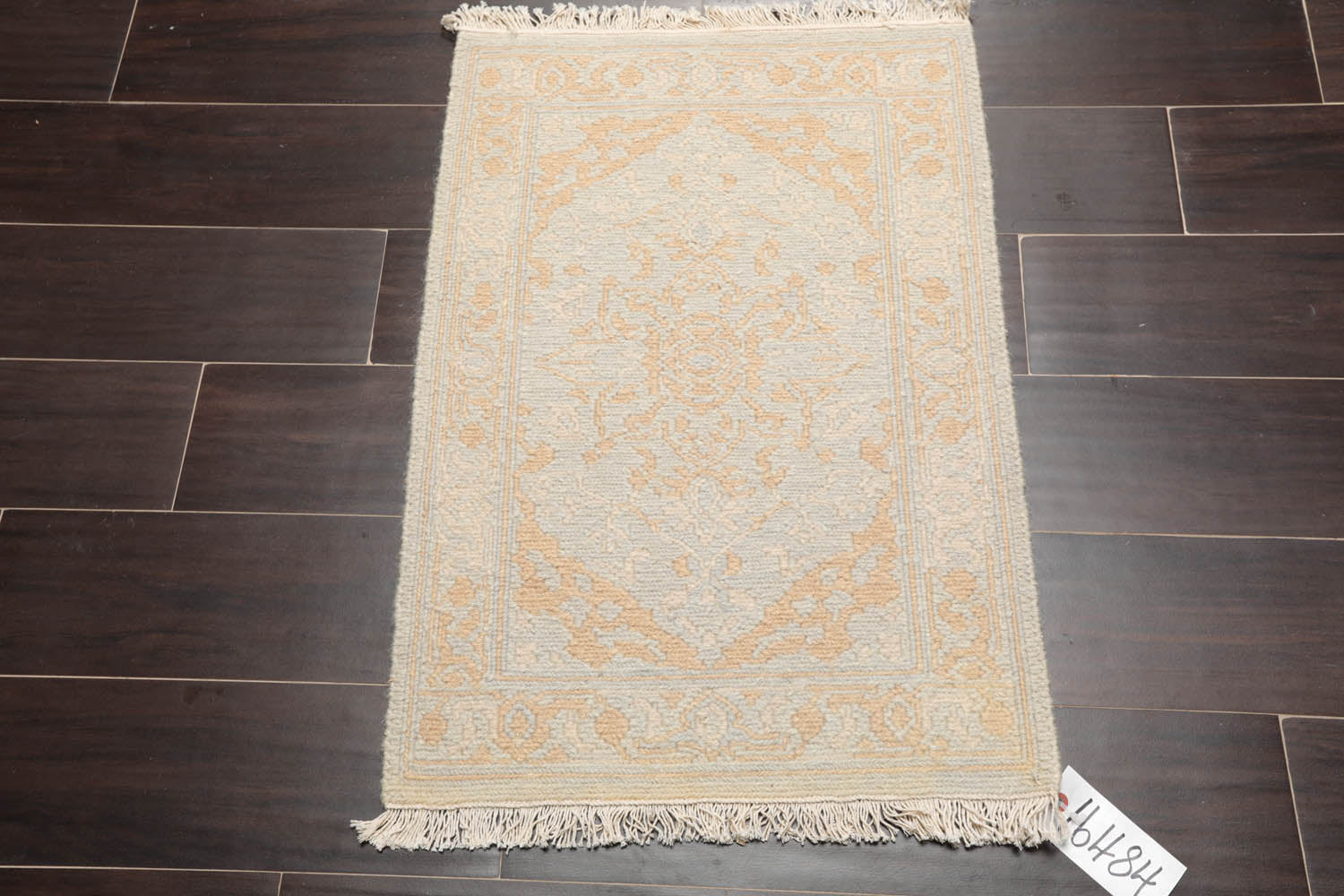 2x3 Gray, Tan, Beige Color Hand Knotted Soumak 100% Wool Transitional Oriental Rug