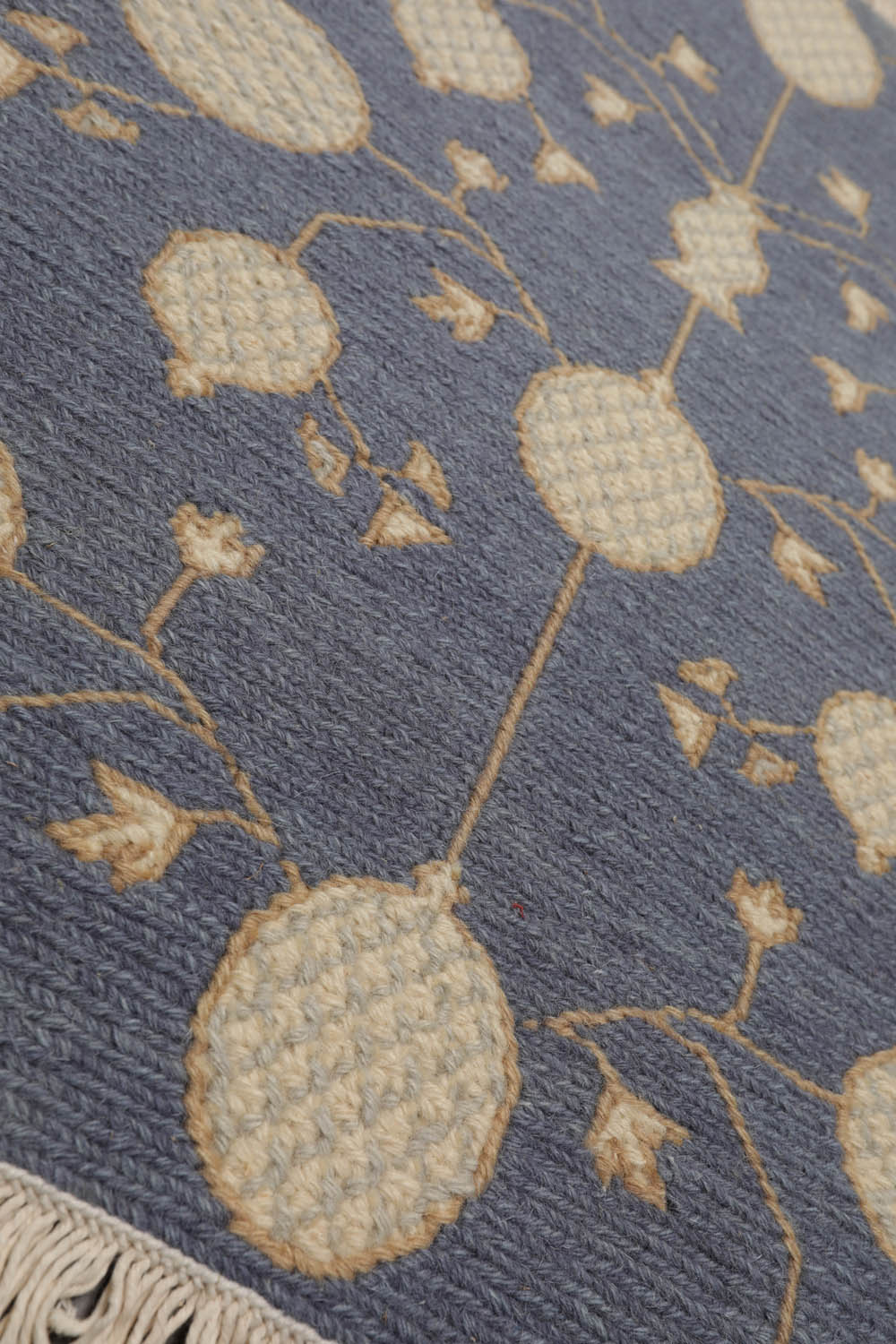 2x3 Blue, Ivory, Tan Color Hand Knotted Soumak 100% Wool Transitional Oriental Rug