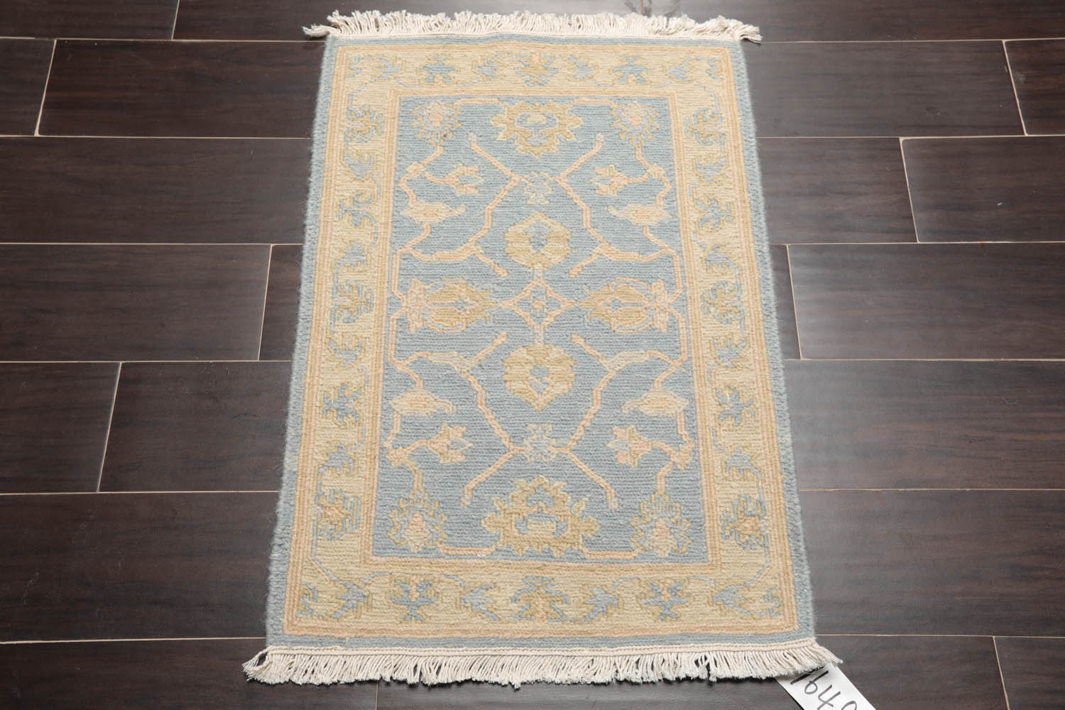 2x3 Aqua, Light Gold, Color Hand Knotted Soumak 100% Wool Transitional Oriental Rug