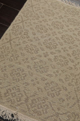 2x3 Tone on Tone Beige, , Color Hand Knotted Soumak 100% Wool Transitional Oriental Rug