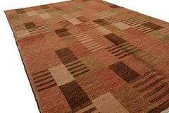 Knotted Rug Rose Beige Hand Knotted 4'x6' Michaelian and Kohlberg Modern Contemporary Tibetan 100% Wool Oriental Area Rug