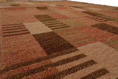 Knotted Rug Rose Beige Hand Knotted 4'x6' Michaelian and Kohlberg Modern Contemporary Tibetan 100% Wool Oriental Area Rug