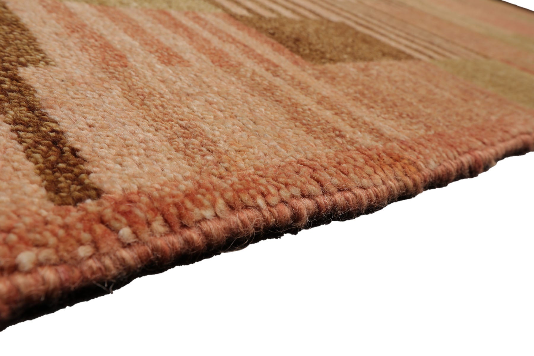 Knotted Rug Rose Beige Hand Knotted 4'x6' Michaelian and Kohlberg Modern Contemporary Tibetan 100% Wool Oriental Area Rug