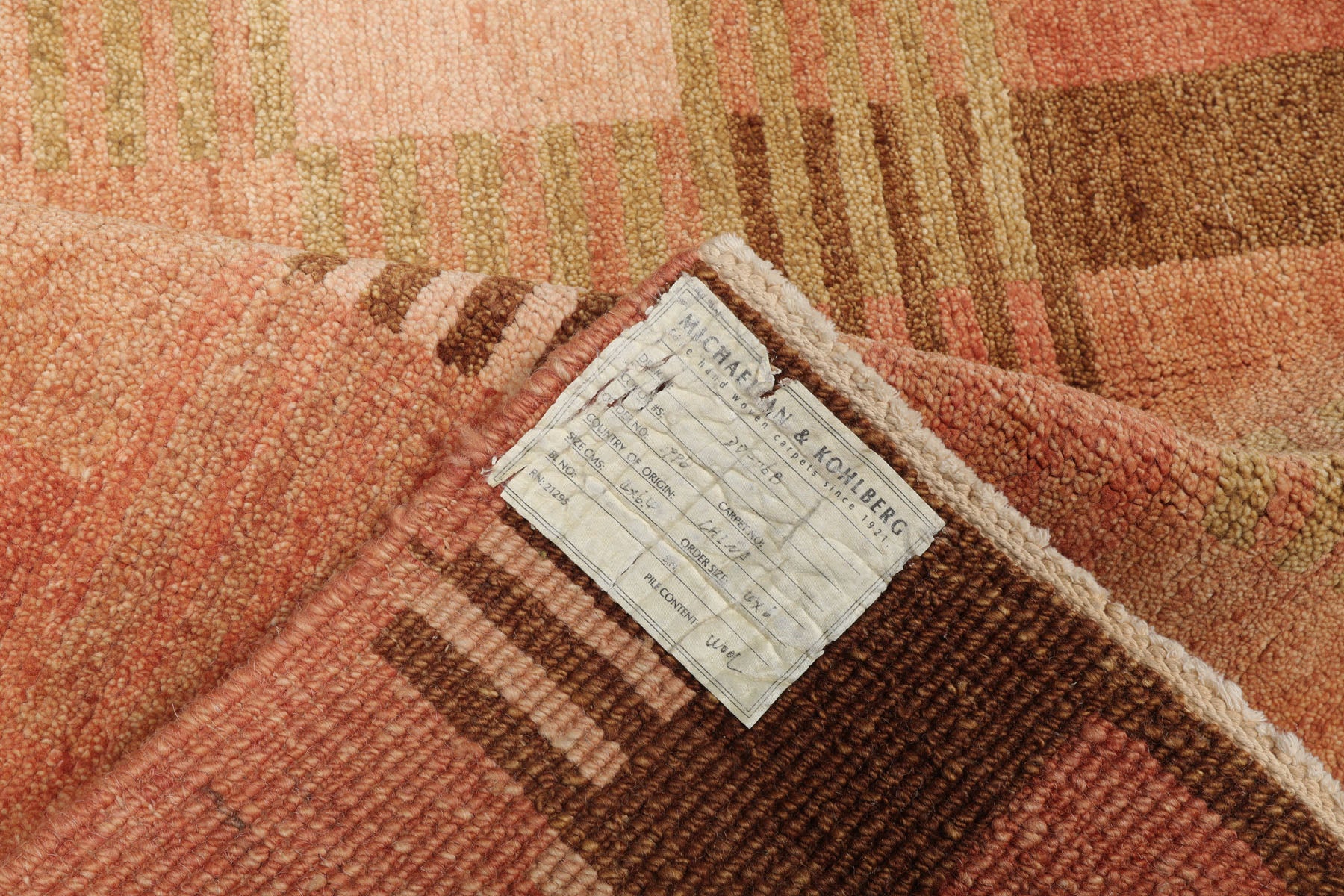 Knotted Rug Rose Beige Hand Knotted 4'x6' Michaelian and Kohlberg Modern Contemporary Tibetan 100% Wool Oriental Area Rug