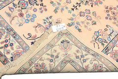 4x6 Blush, Ivory, Black Color Hand Knotted Indo Sarouk Wool Traditional Oriental Rug
