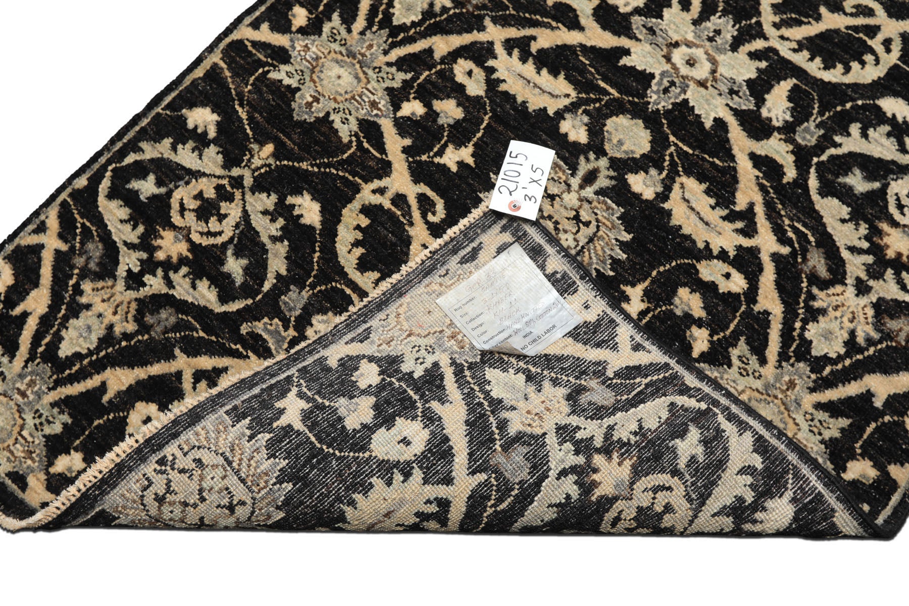 3x5 Charcoal, Beige, Gray Color Hand Knotted Indo Persian Wool Transitional Oriental Rug