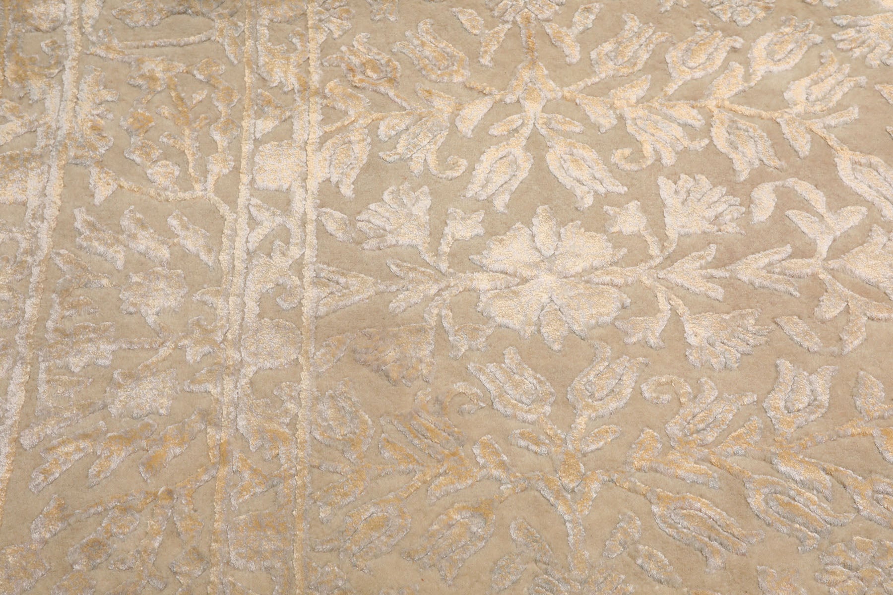 Knotted Rug Ivory Gray Hand Knotted 4'x6' Tibetan Modern Contemporary 100% Wool Oriental Area Rug