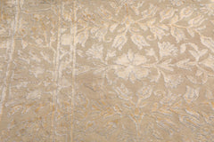 Knotted Rug Ivory Gray Hand Knotted 4'x6' Tibetan Modern Contemporary 100% Wool Oriental Area Rug