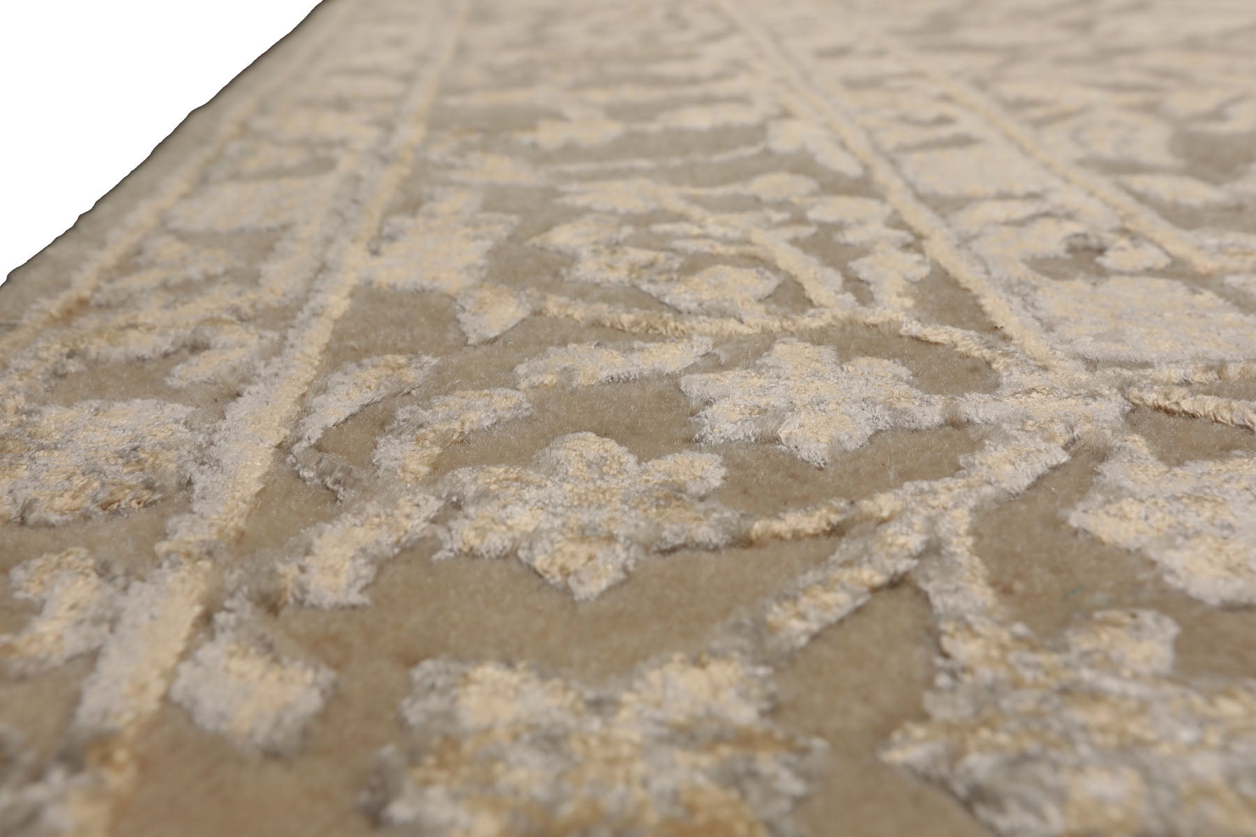 Knotted Rug Ivory Gray Hand Knotted 4'x6' Tibetan Modern Contemporary 100% Wool Oriental Area Rug
