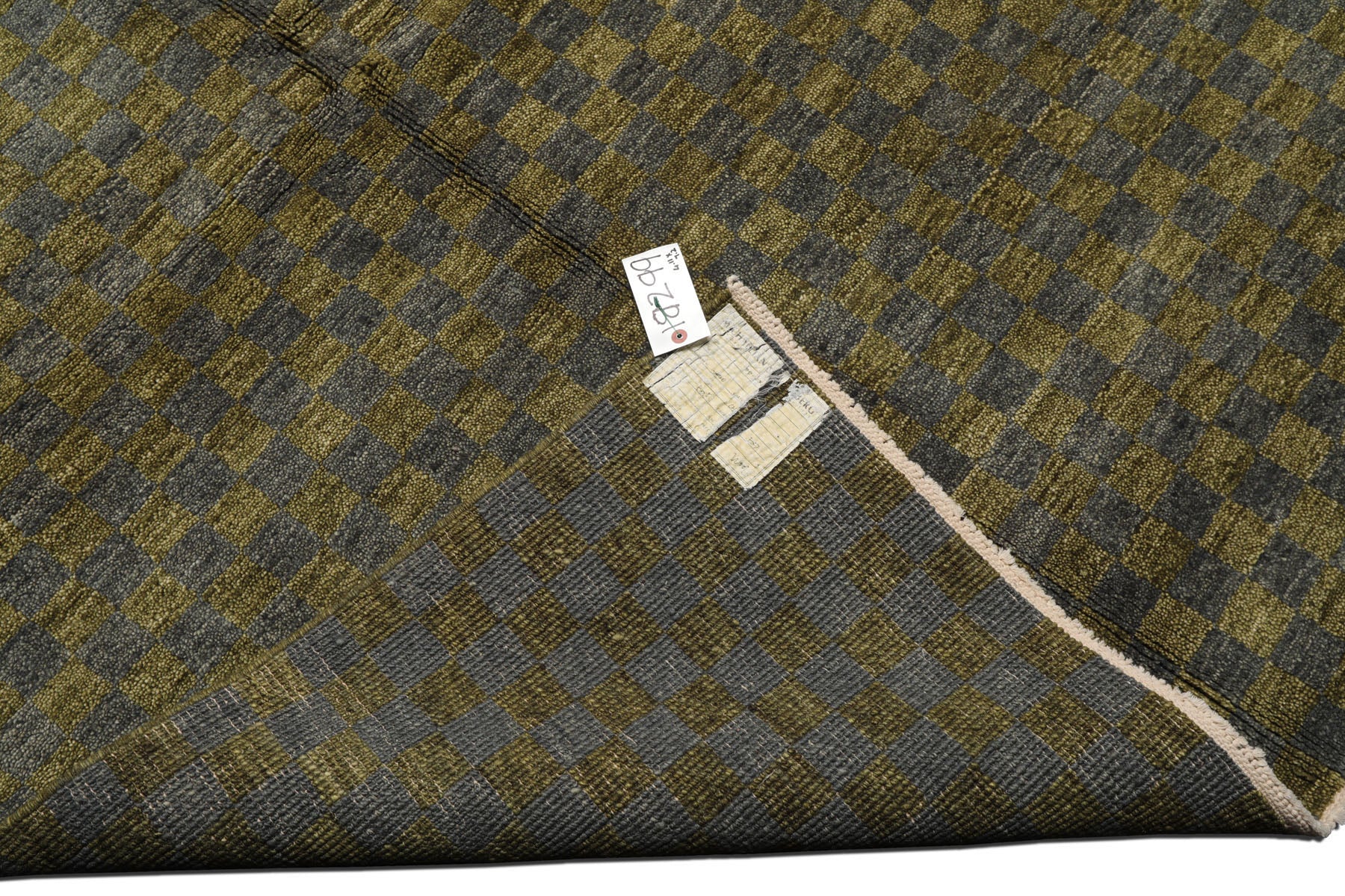 Knotted Rug Green Slate Hand Knotted 5'x7' Michaelian and Kohlberg Modern Contemporary Tibetan 100% Wool Oriental Area Rug