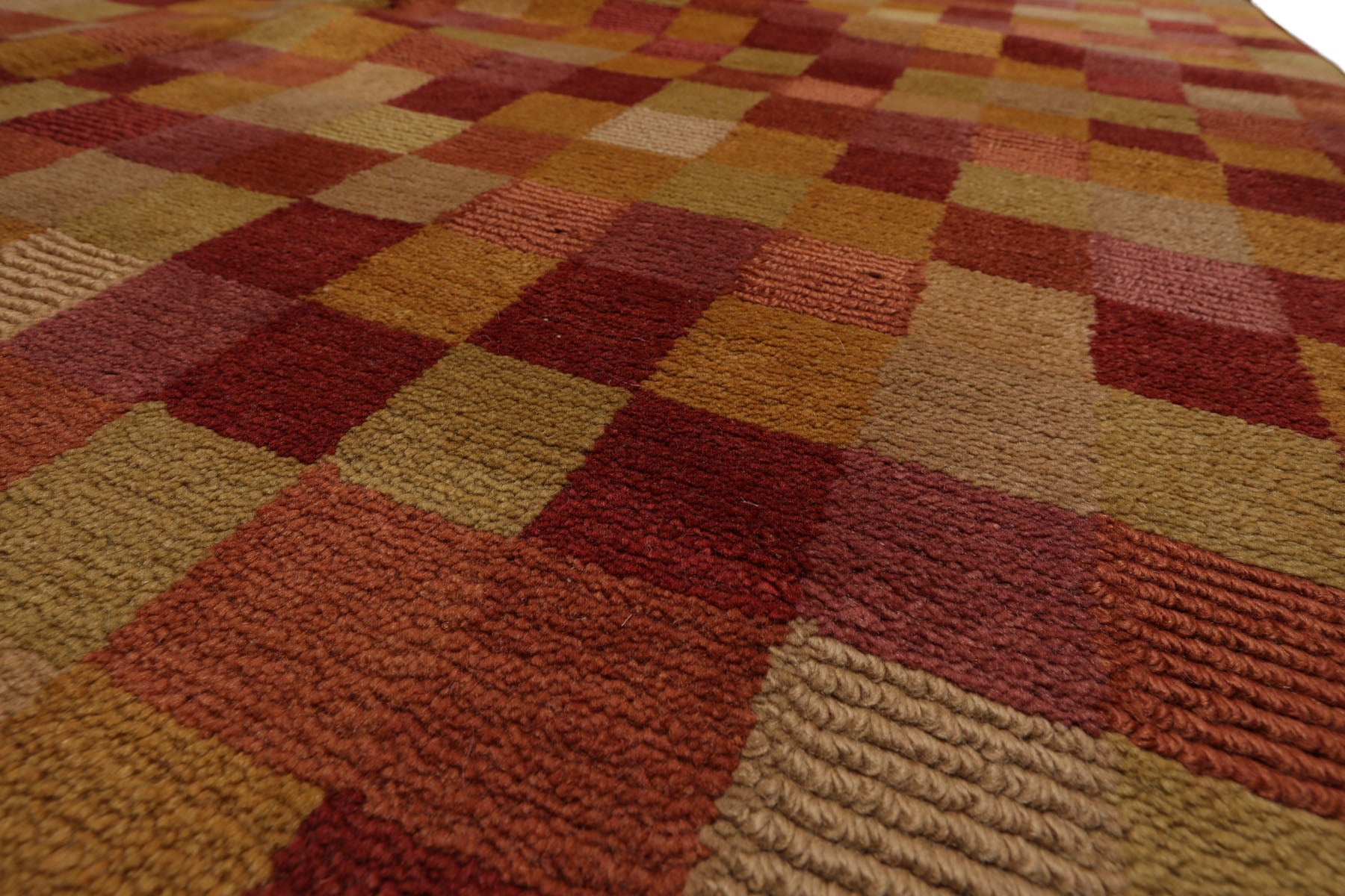 Knotted Rug Raspberry Gold Hand Knotted 5'x7' Michaelian and Kohlberg Modern Contemporary Tibetan 100% Wool Oriental Area Rug