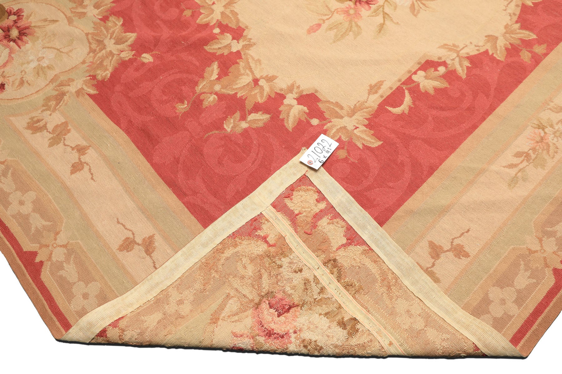 6x9 Fuschsia, Beige, Mint Color Hand Knotted French Aubusson Needlepoint Wool Traditional Oriental Rug