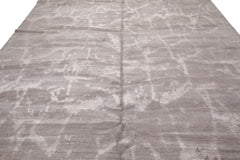 Knotted Rug Tone on Tone Taupe Hand Knotted 10'x14' Tibetan Modern Contemporary Wool and Silk Oriental Area Rug